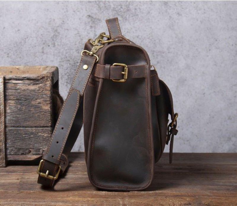 Bolsa Couro Castanha Para Computador