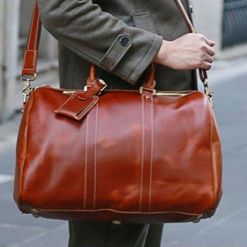 Bolsas Couro Real Para Homens 18 Polegadas
