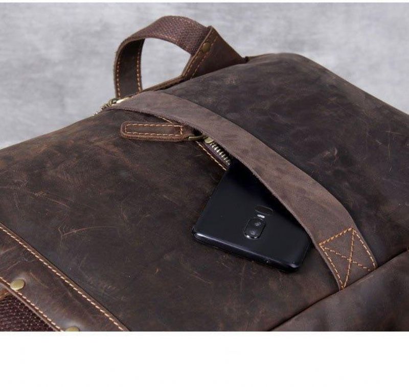 Mochila Couro Masculina Vintage Para Portátil