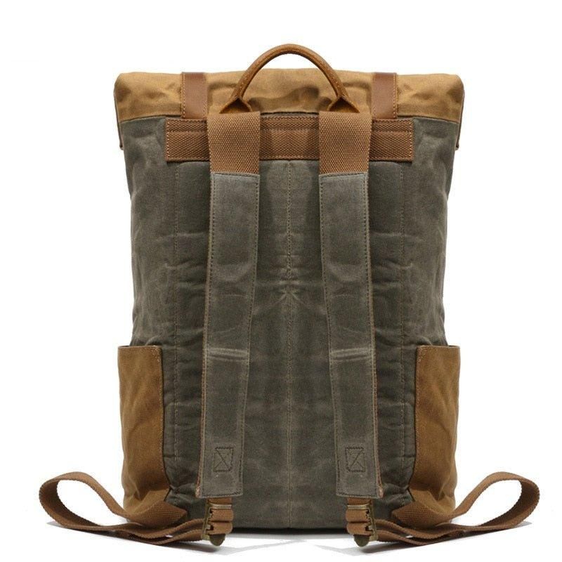 Mochila Lona Encerada Vintage Em Rolo Para Viagem